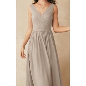 AW BRIDAL 18 2X plus taupe Gwyneth wedding party bridesmaid maxi dress NEW b142